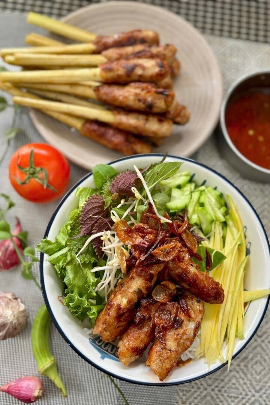 Combo nấu Nem lụi cuộn sả