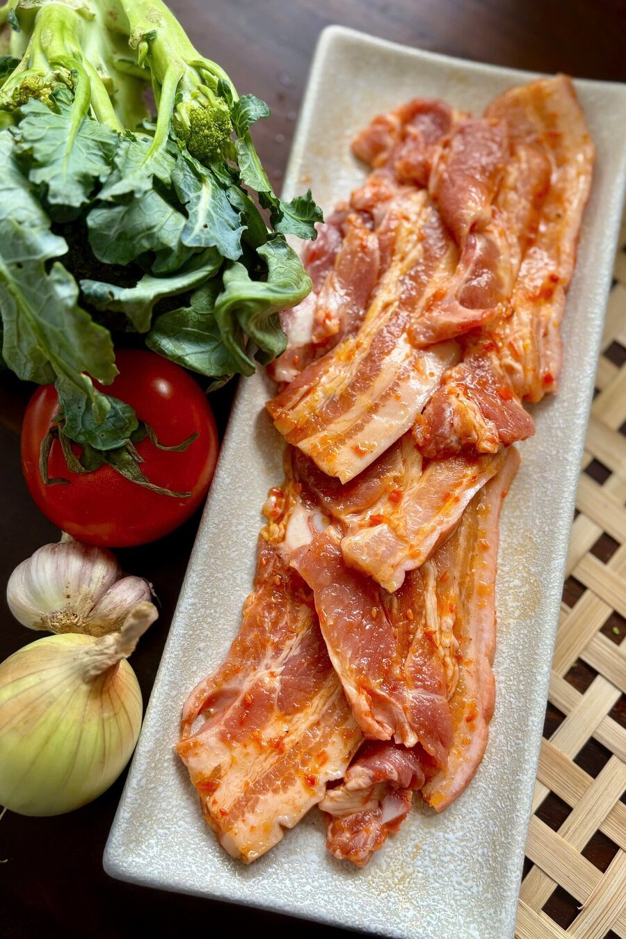 Ba rọi thái mỏng ướp nướng